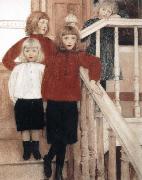Fernand Khnopff Portrait of the Children of Louis Neve oil painting on canvas